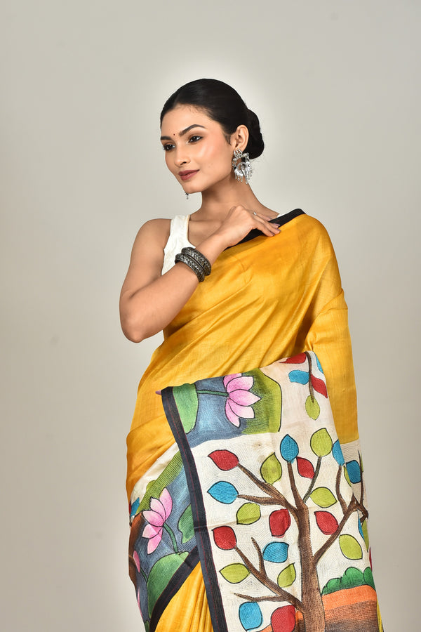 TUSSAR HAND PRINT SAREE