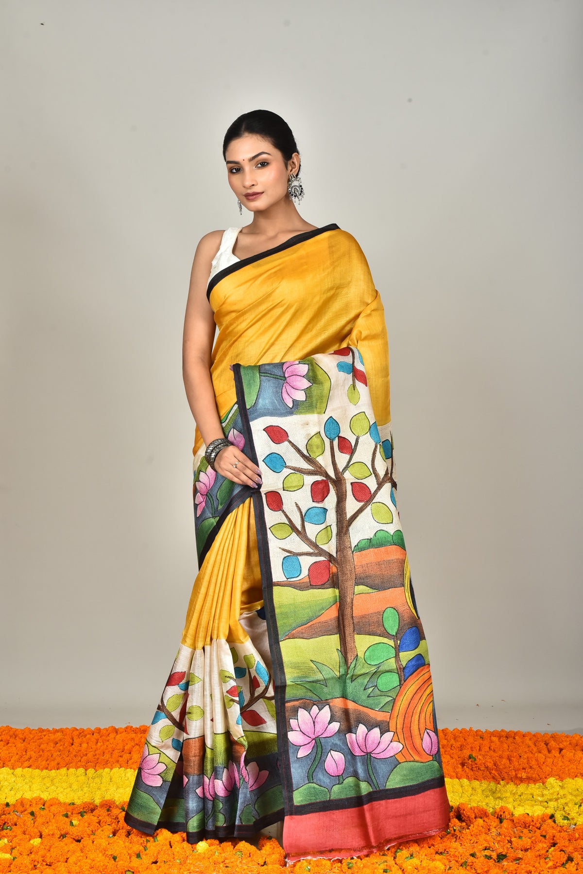 TUSSAR HAND PRINT SAREE