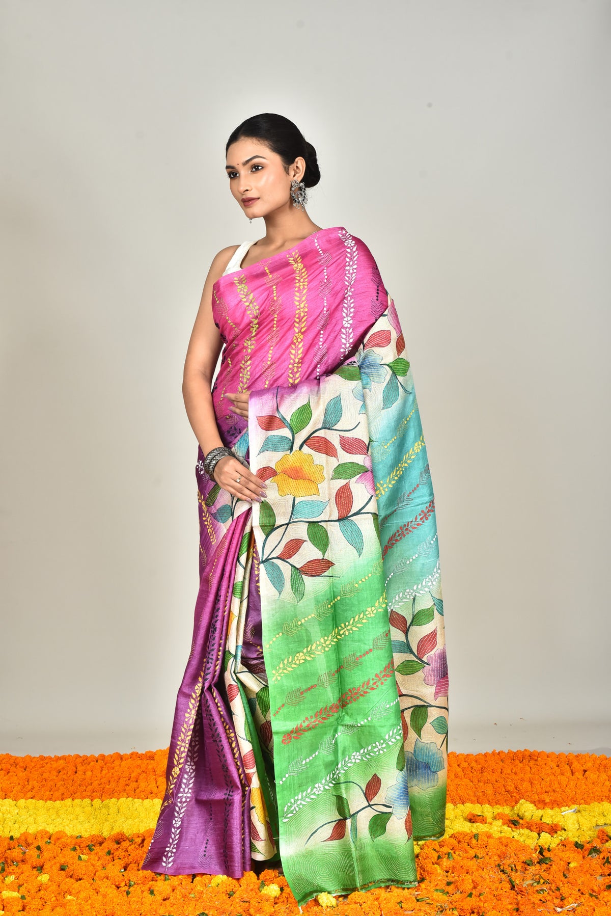 TUSSAR HAND PRINT SAREE