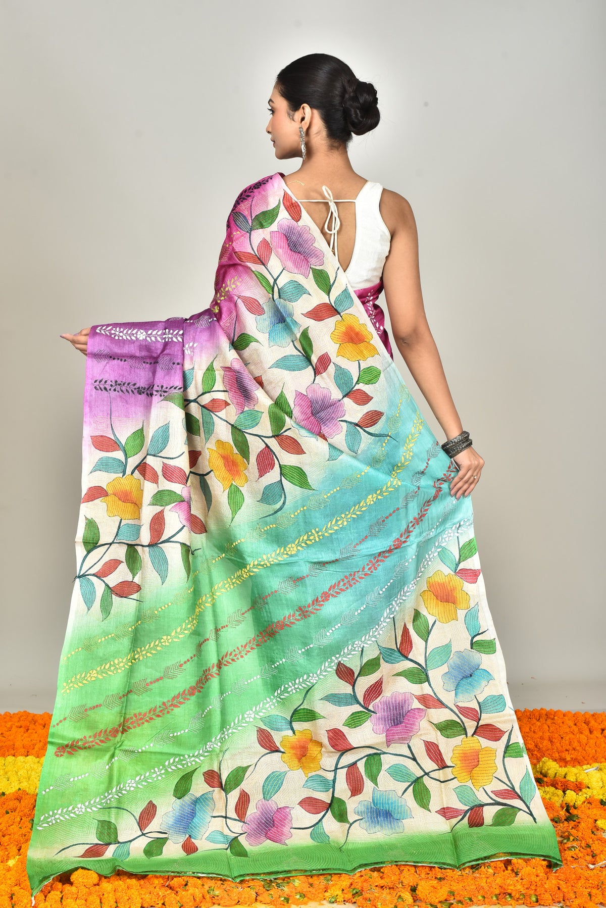 TUSSAR HAND PRINT SAREE