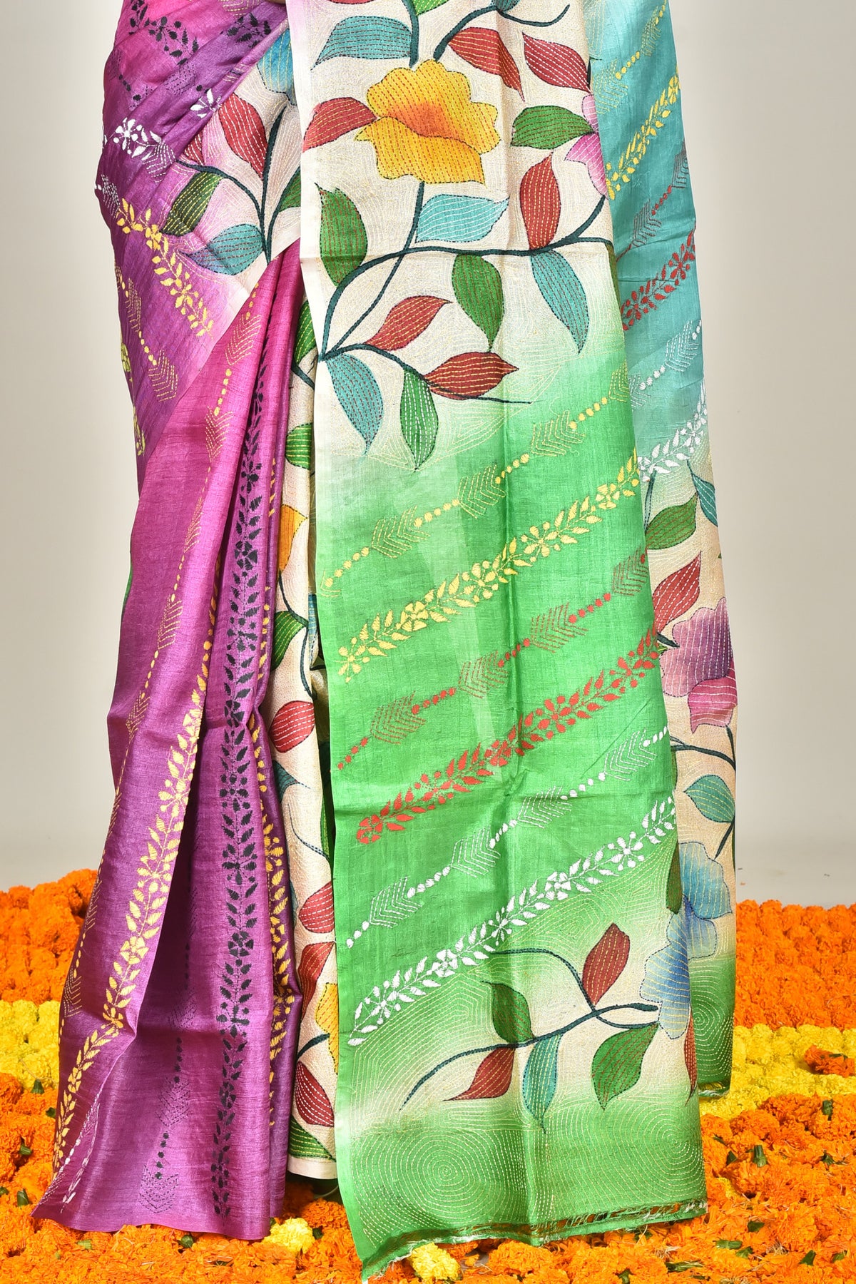 TUSSAR HAND PRINT SAREE