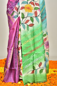 TUSSAR HAND PRINT SAREE