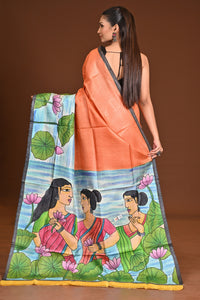 TUSSAR HANDPRINT  KANTHA SAREE