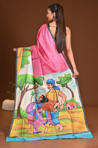 TUSSAR HANDPRINT  KANTHA SAREE