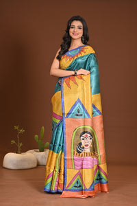 TUSSAR HANDPRINT KANTHA SAREE
