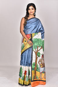 TUSSAR HANDPRINT KANTHA SAREE