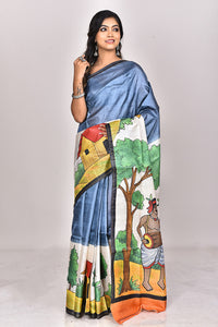 TUSSAR HANDPRINT KANTHA SAREE