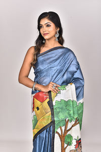 TUSSAR HANDPRINT KANTHA SAREE