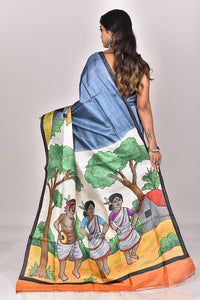 TUSSAR HANDPRINT KANTHA SAREE