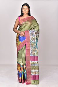 TUSSAR HANDPRINT KANTHA SAREE