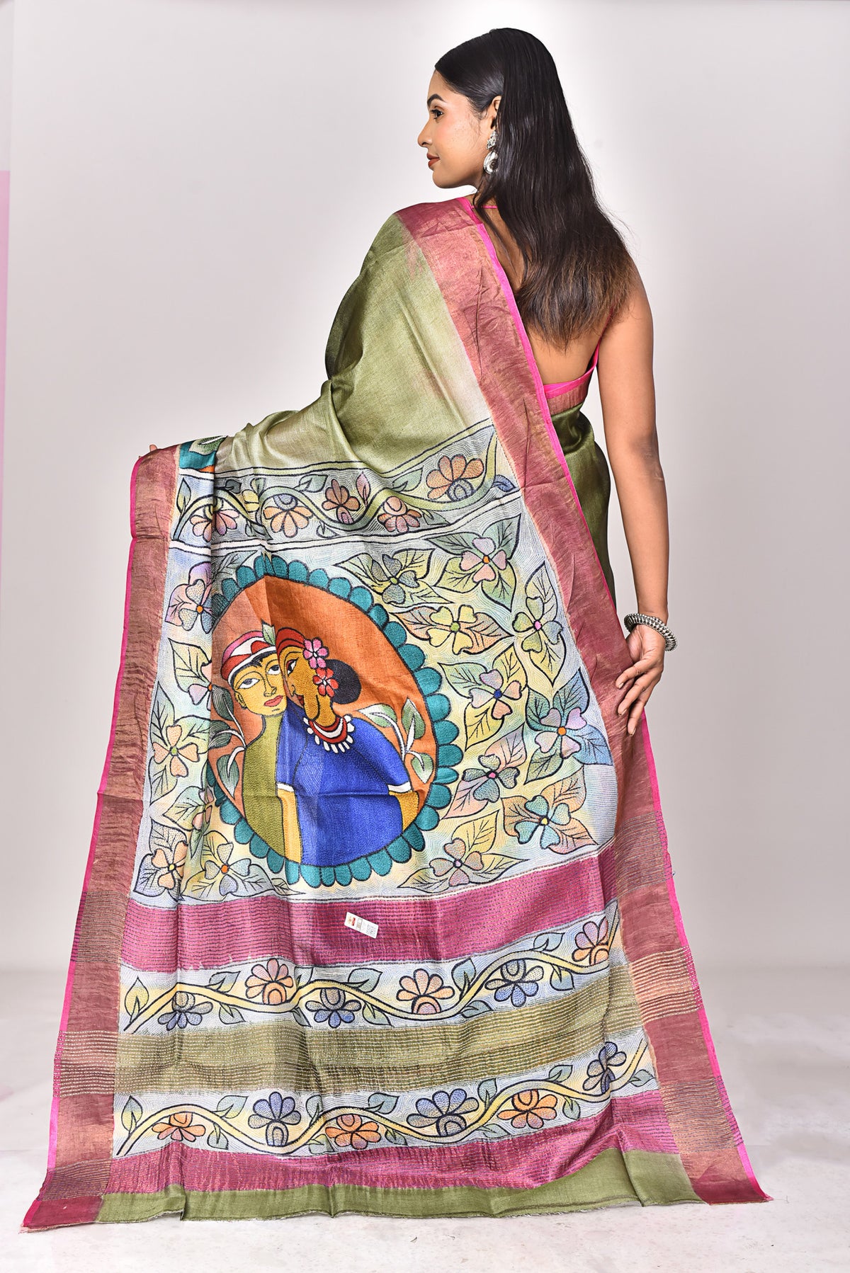 TUSSAR HANDPRINT KANTHA SAREE