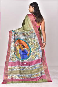 TUSSAR HANDPRINT KANTHA SAREE