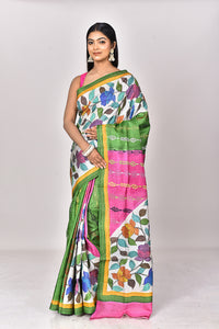 TUSSAR HANDPRINT KANTHA SAREE