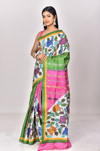 TUSSAR HANDPRINT KANTHA SAREE