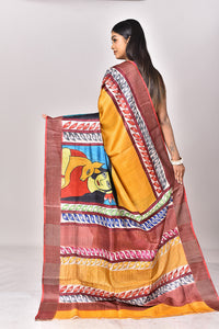 TUSSAR HANDPRINT KANTHA SAREE