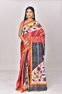 TUSSAR HANDPRINT KANTHA SAREE