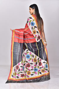 TUSSAR HANDPRINT KANTHA SAREE