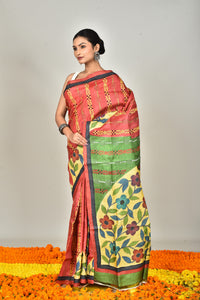 TUSSAR HANDPRINT KANTHA SAREE