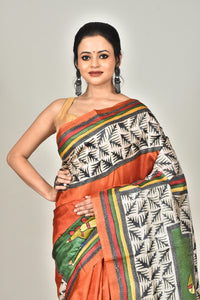 TUSSAR HANDPRINT KANTHA SAREE