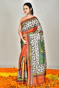 TUSSAR HANDPRINT KANTHA SAREE