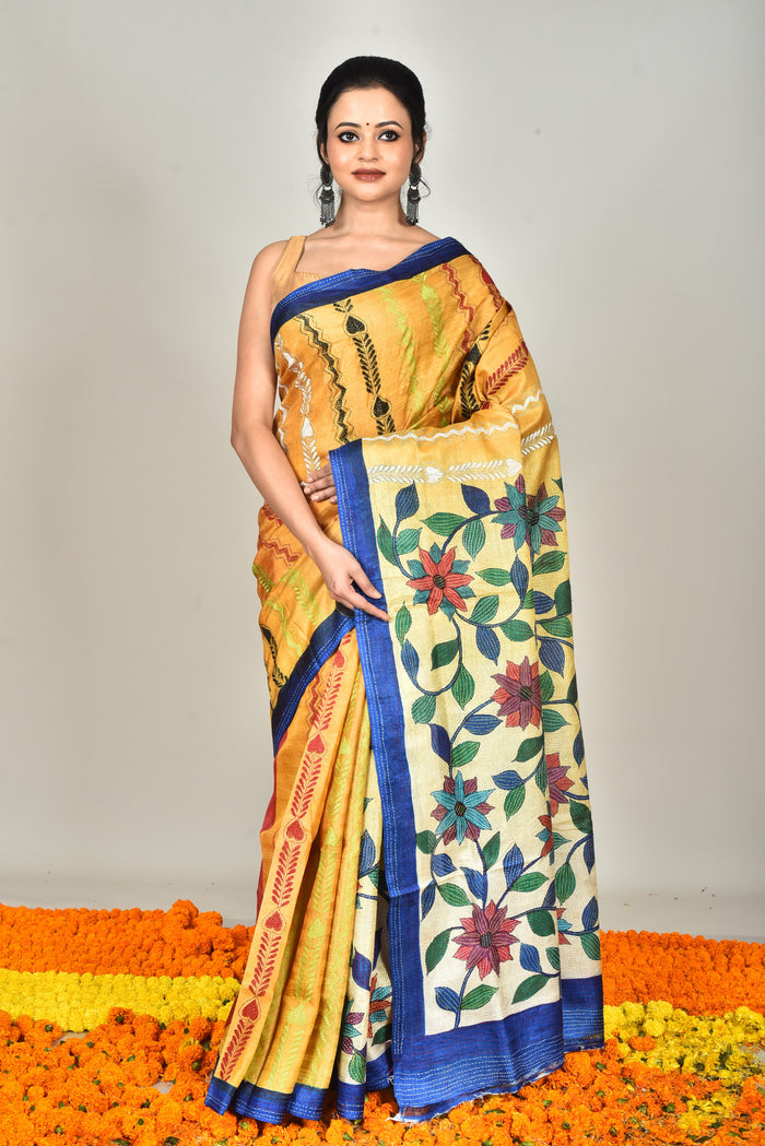 TUSSAR HANDPRINT SAREE