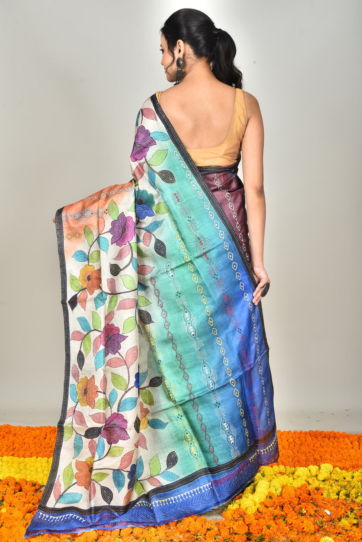 TUSSAR HANDPRINT SAREE