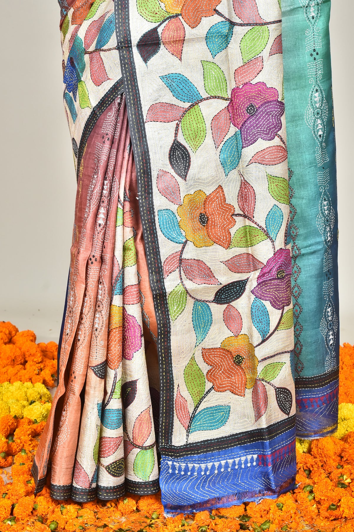 TUSSAR HANDPRINT SAREE
