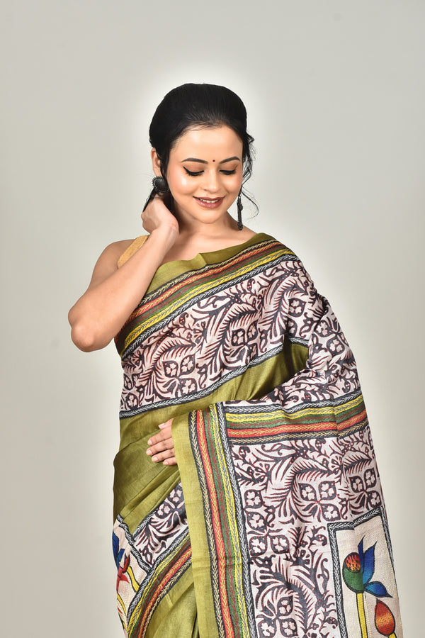 TUSSAR HANDPRINT SAREE