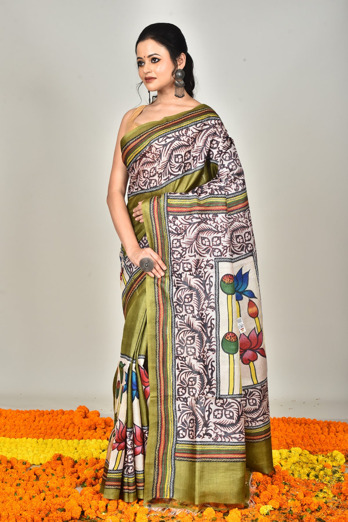 TUSSAR HANDPRINT SAREE