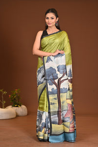 TUSSAR HANPRINT KANTHA SAREE