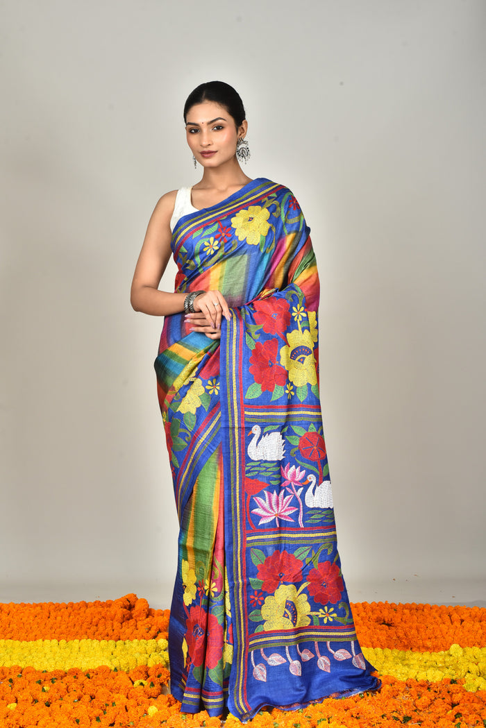 TUSSAR SILK DIY KANTHA SAREE