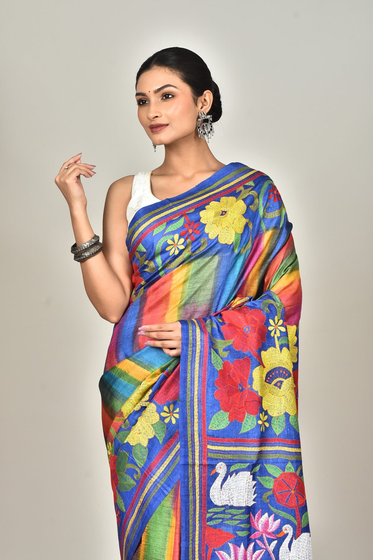 TUSSAR SILK DIY KANTHA SAREE