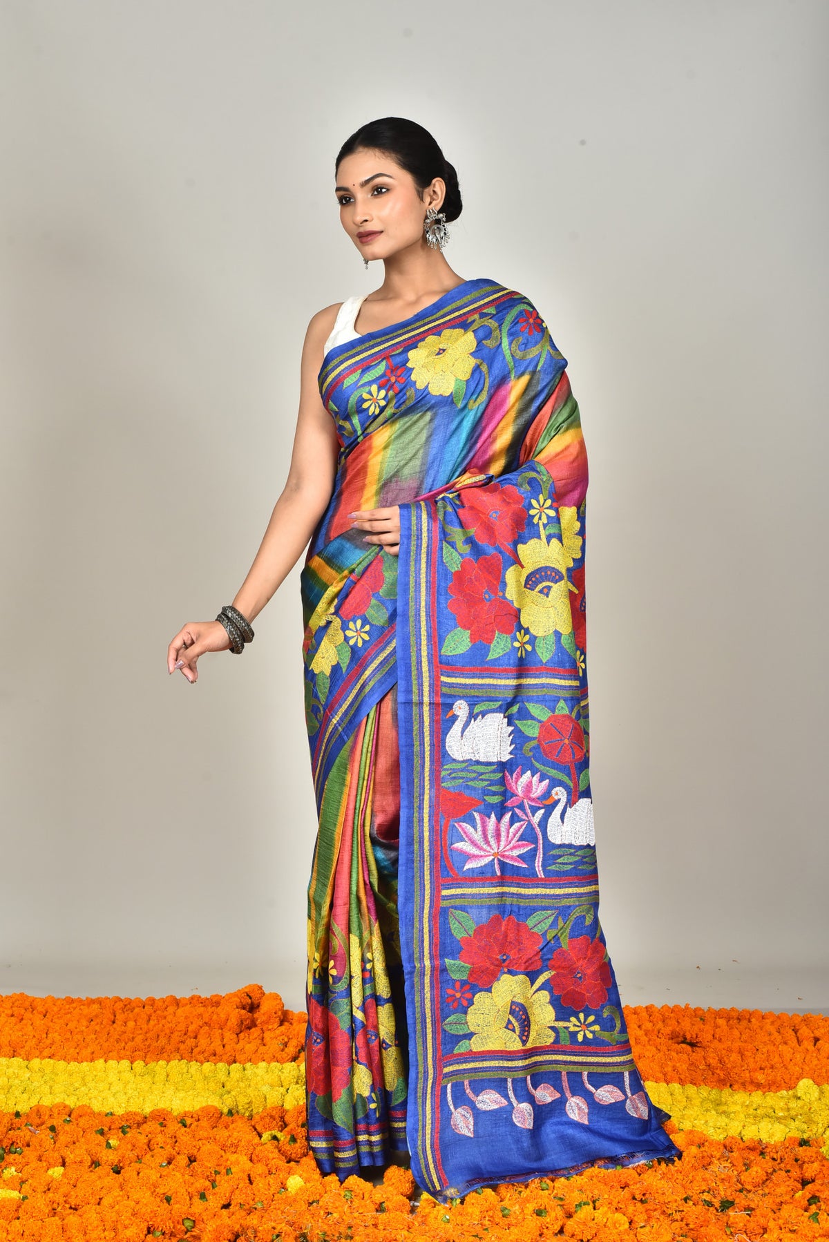 TUSSAR SILK DIY KANTHA SAREE