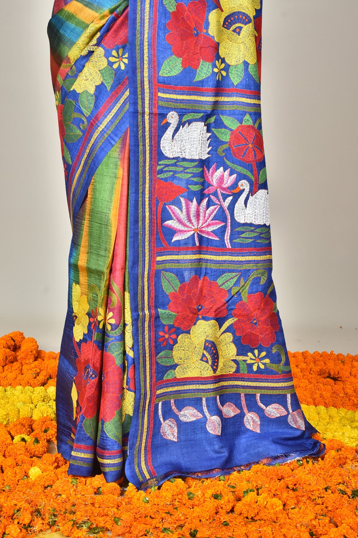 TUSSAR SILK DIY KANTHA SAREE