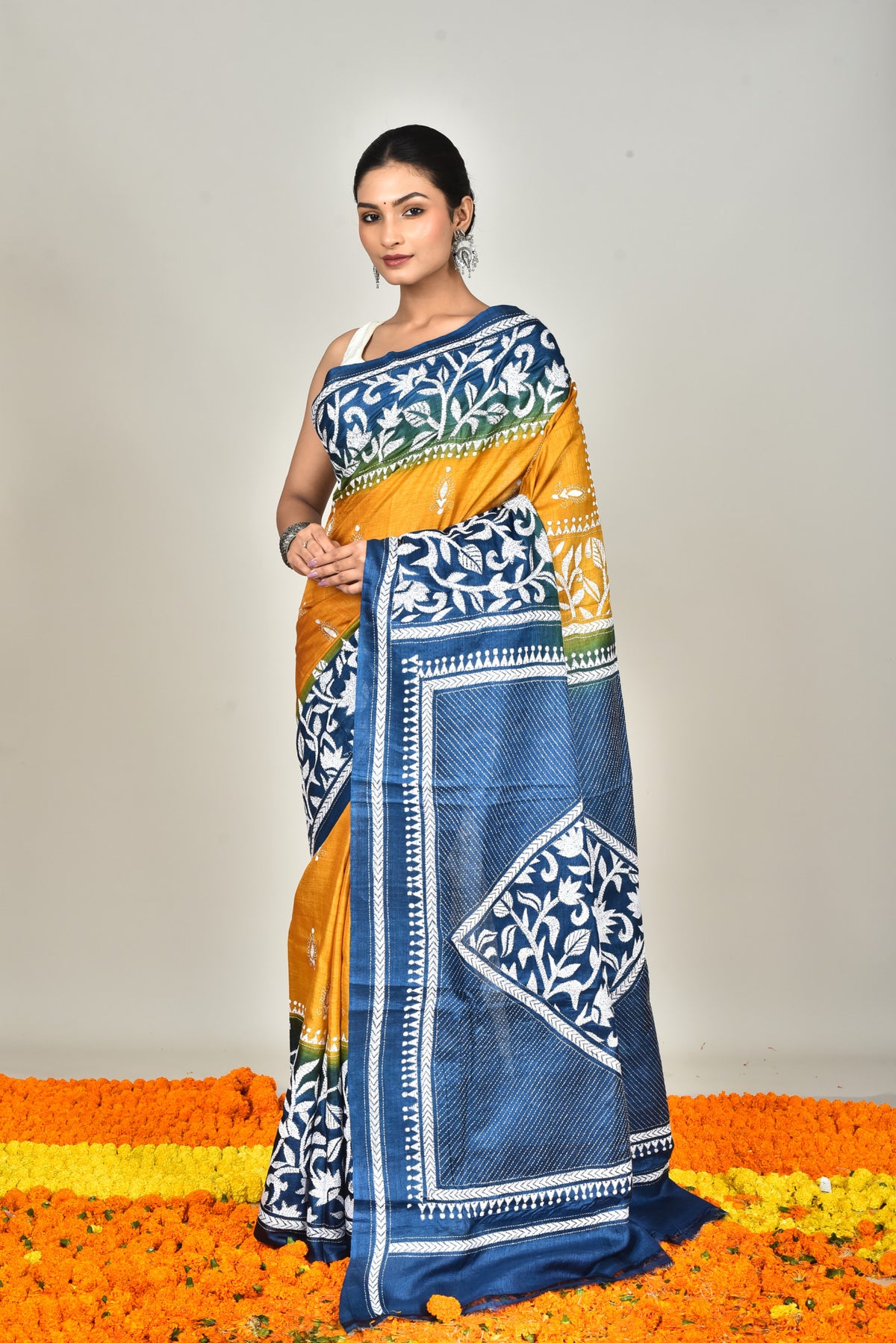 TUSSAR SILK DIY KANTHA SAREE