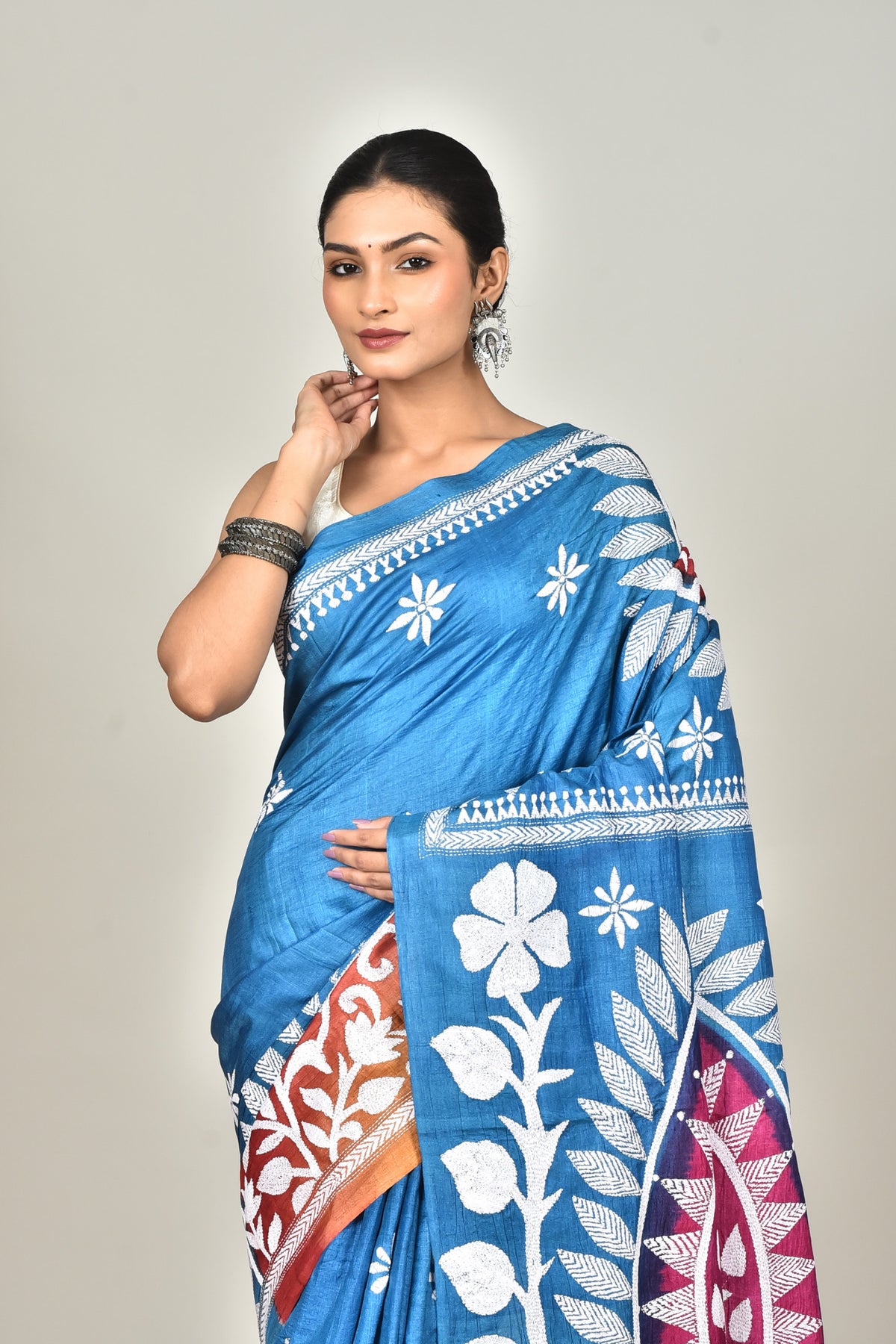 TUSSAR SILK DIY KANTHA SAREE