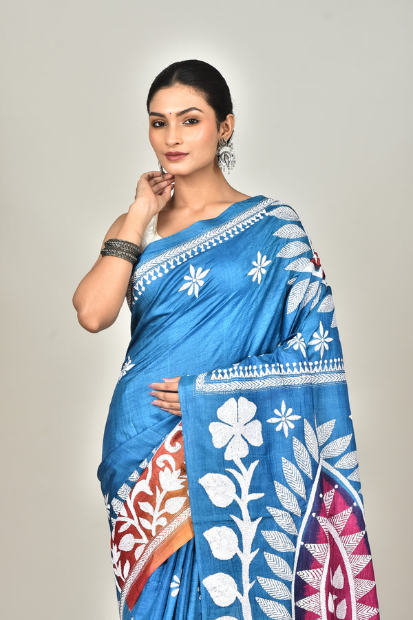 TUSSAR SILK DIY KANTHA SAREE