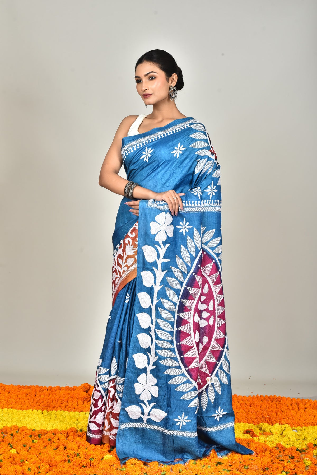 TUSSAR SILK DIY KANTHA SAREE