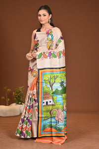 TUSSAR SILK HAND PRINT SAREE