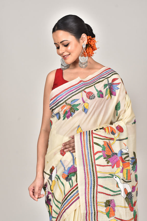 TUSSAR SILK KANTHA SAREE