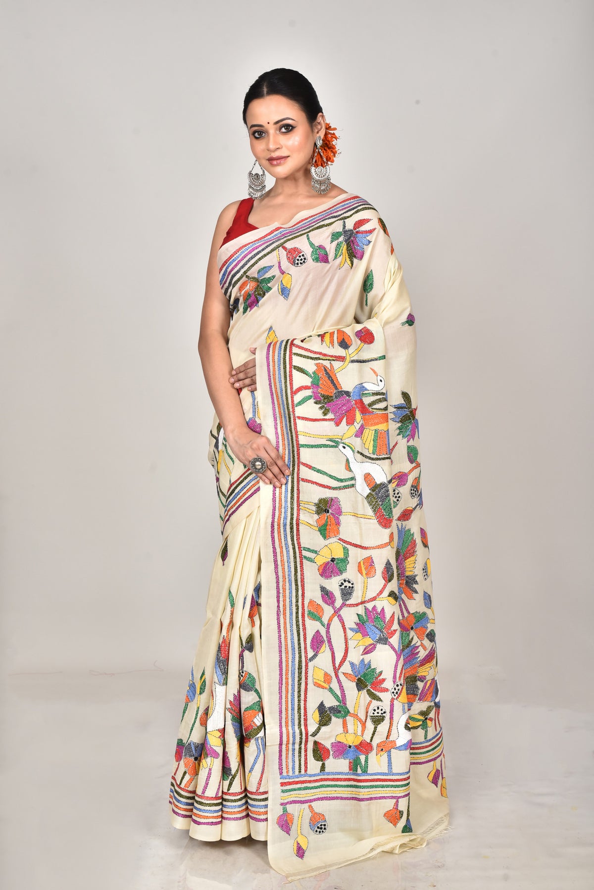 TUSSAR SILK KANTHA SAREE