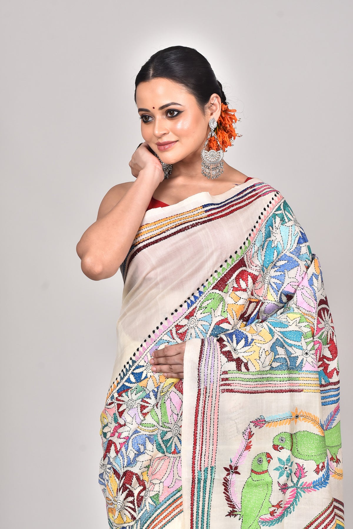 TUSSAR SILK KANTHA SAREE