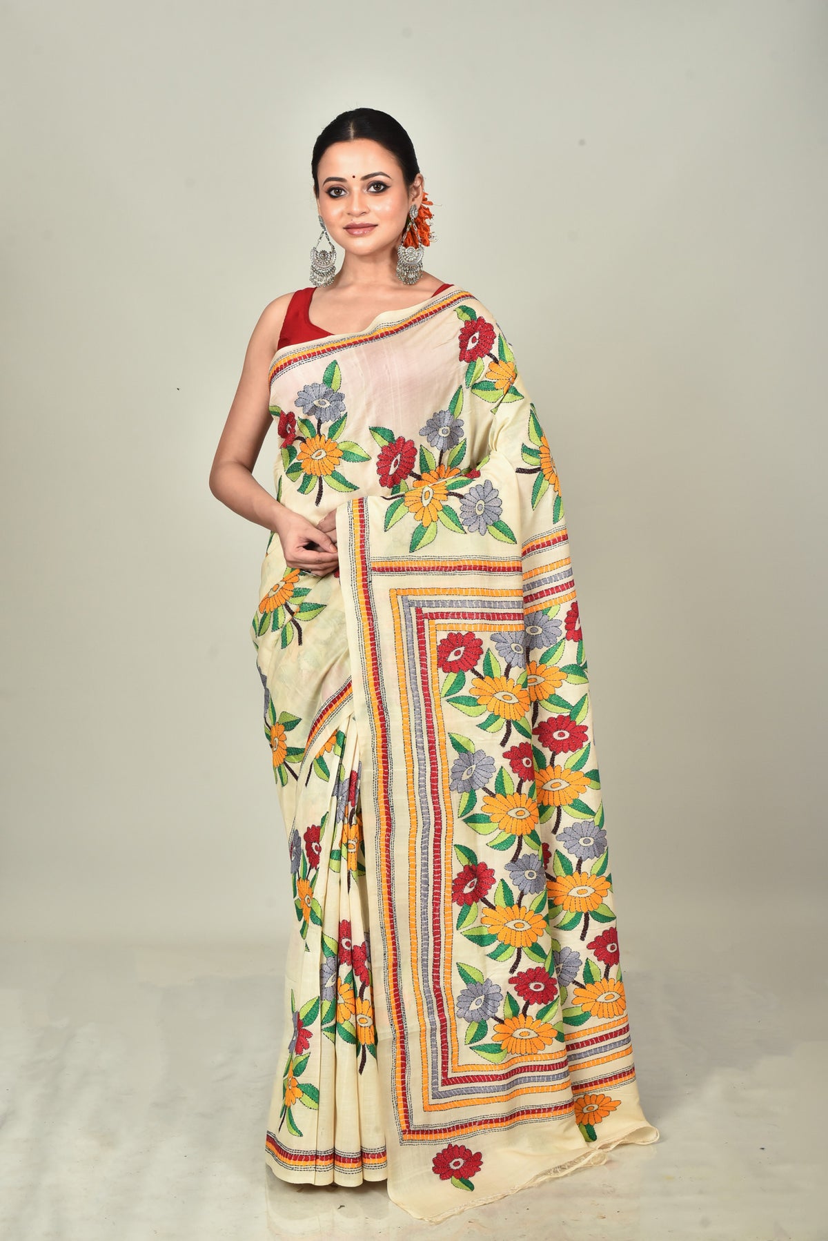 TUSSAR SILK KANTHA SAREE