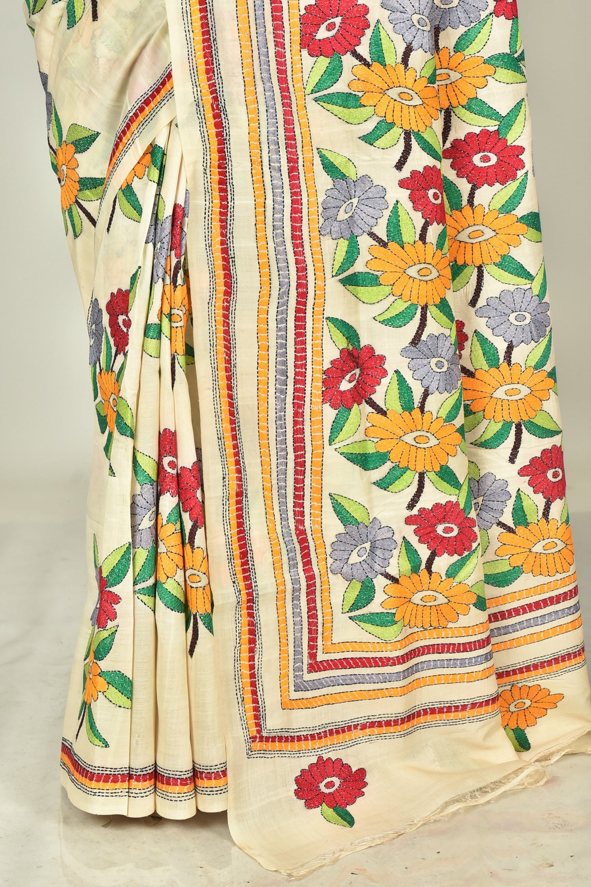 TUSSAR SILK KANTHA SAREE