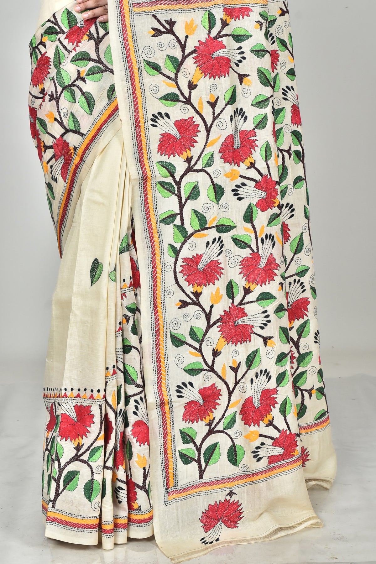 TUSSAR SILK KANTHA SAREE