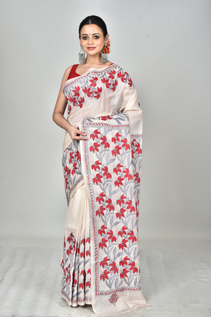 TUSSAR SILK KANTHA SAREE