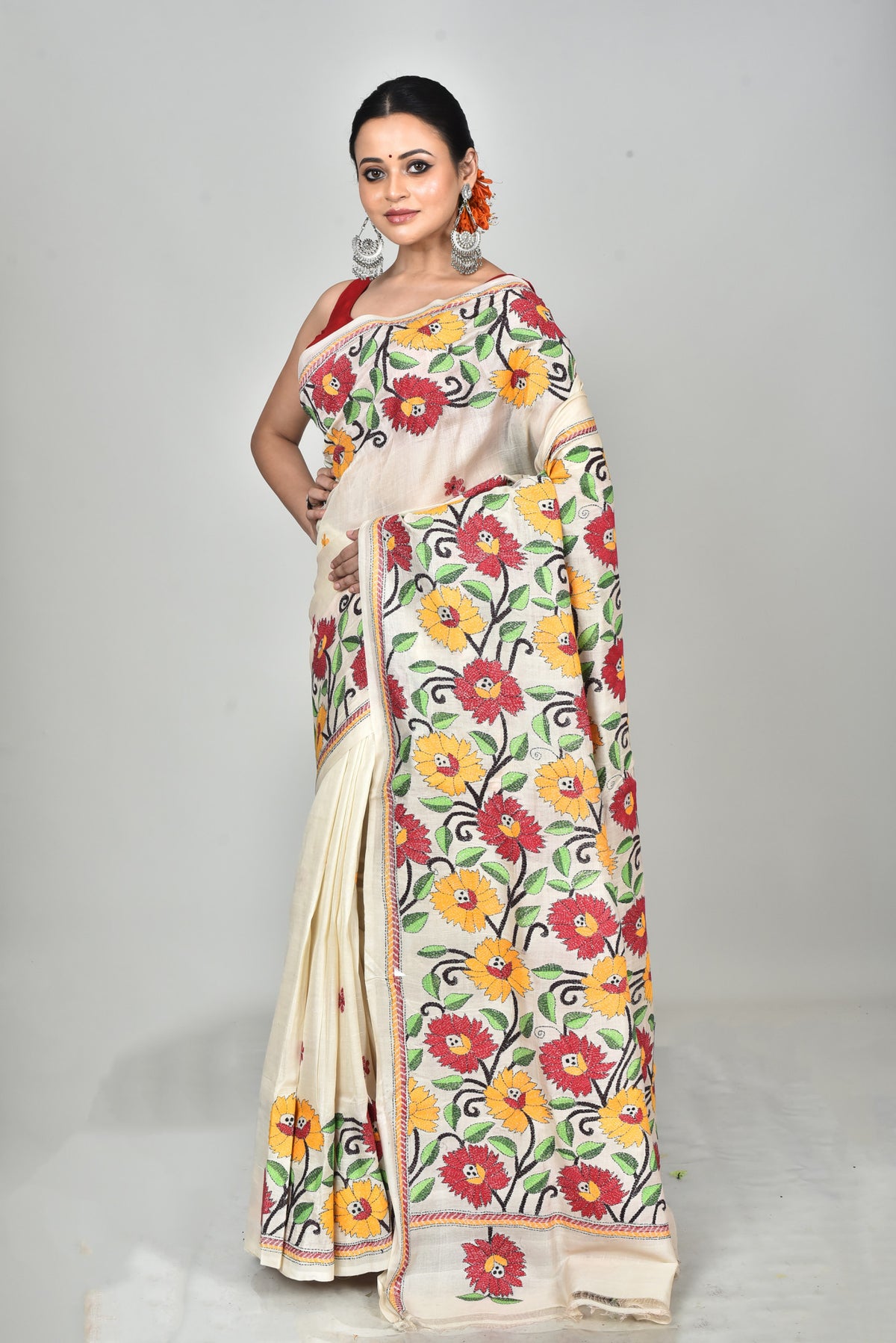TUSSAR SILK KANTHA SAREE