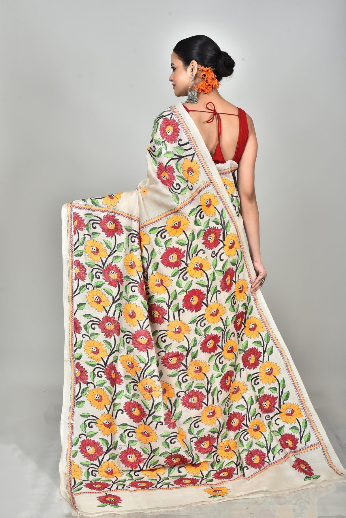 TUSSAR SILK KANTHA SAREE
