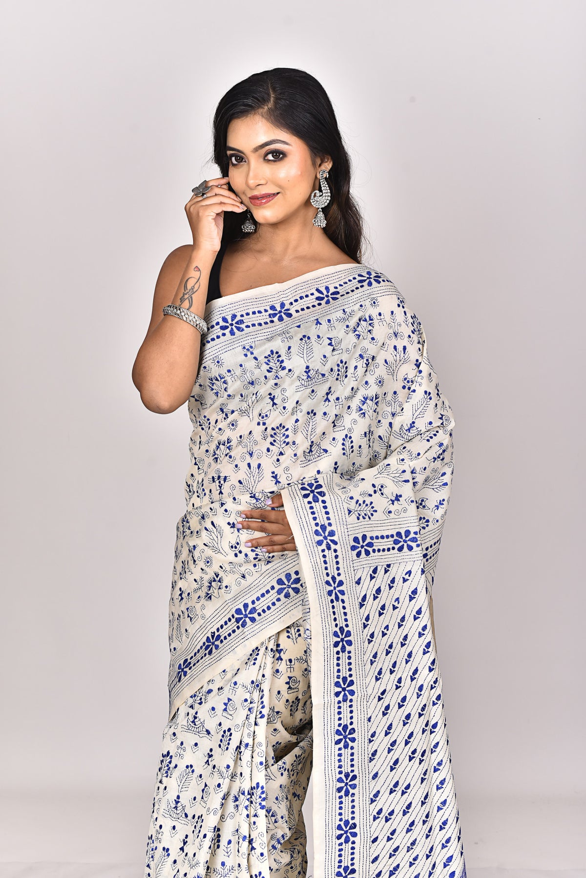TUSSAR SILK KANTHA SAREE