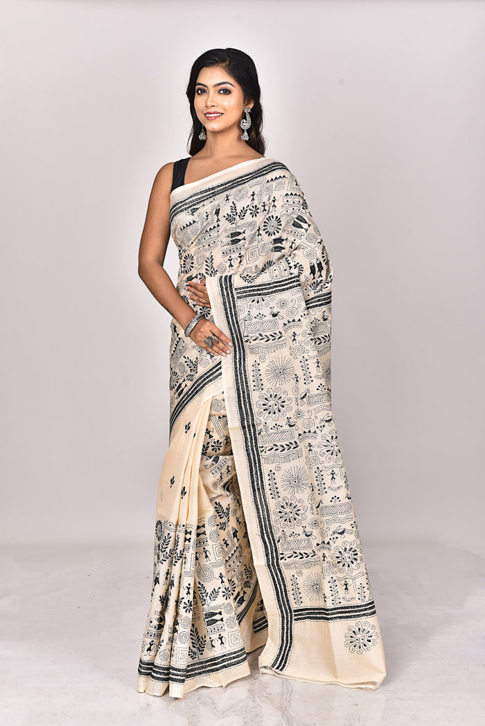 TUSSAR SILK KANTHA SAREE
